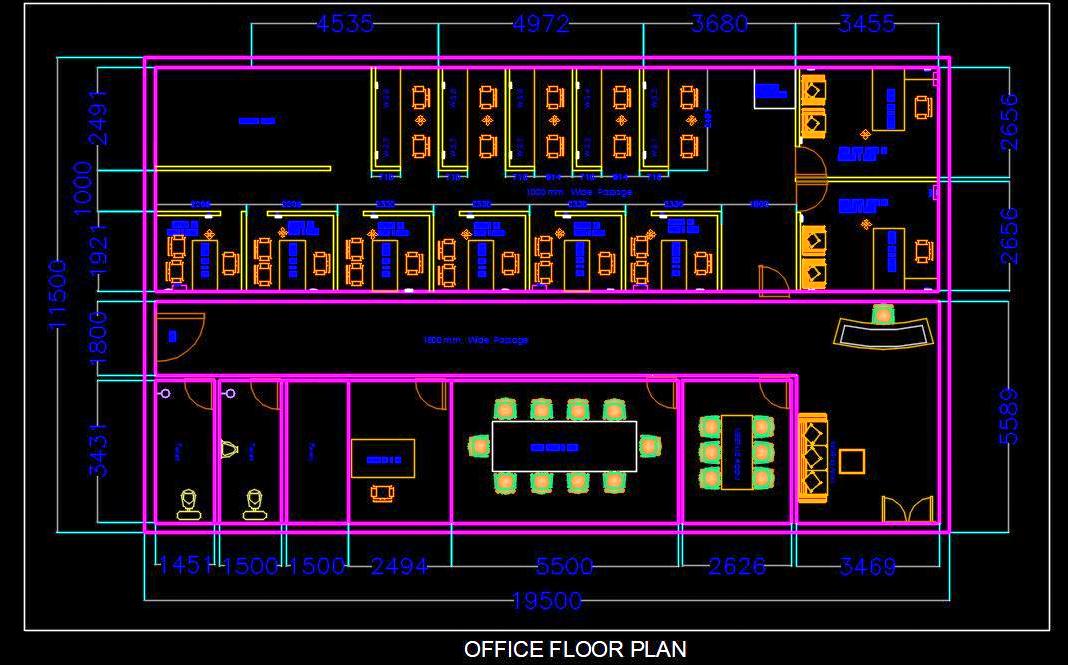 Office Interior Layout Plan Free AutoCAD DWG File